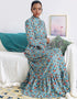 Flared Sleeve Abaya with Waist Tie Kaftan Dress